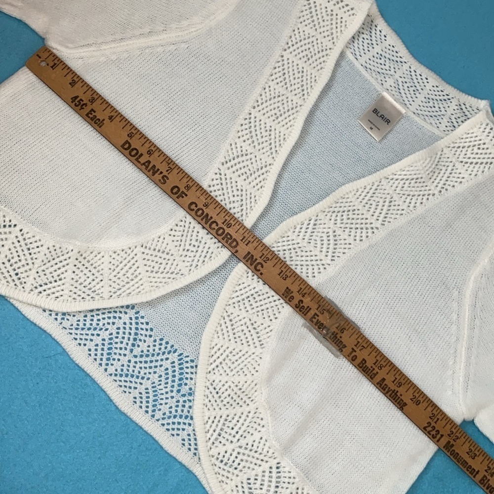 BLAIR shrug bolero open front cardigan short sleeve knit sweater white size M - Picture 7 of 10